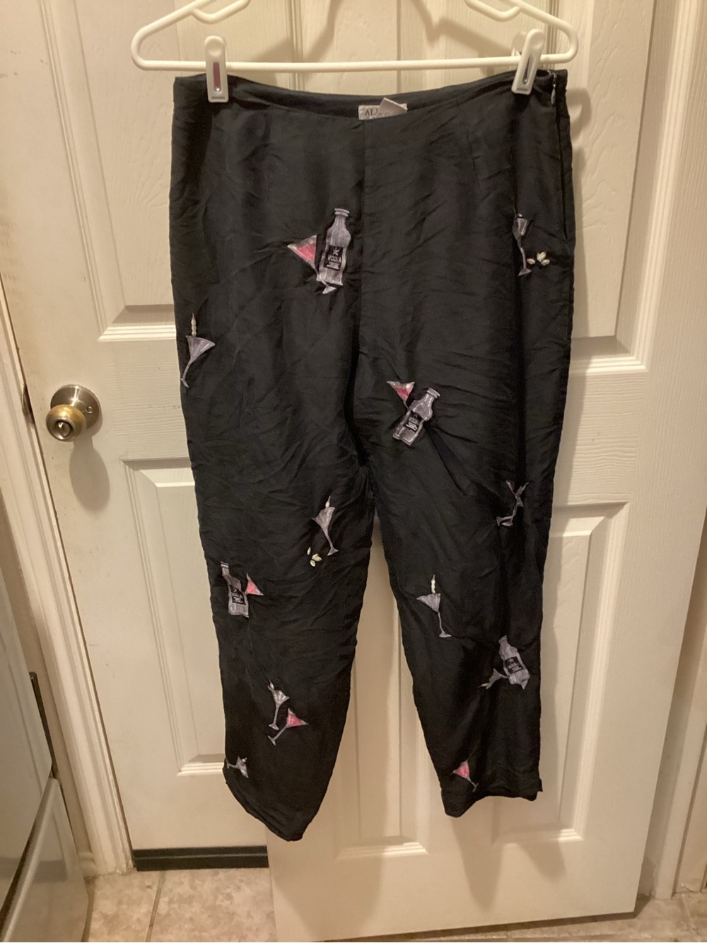 Allison Taylor Black Cropped Pants with Cocktail Print